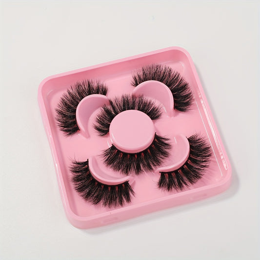 3 Pairs Volumized False Eyelashes Fluffy Wispy Cat Eye Lashes