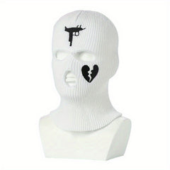 Embroidered Knitted Ski Mask Balaclava Hat