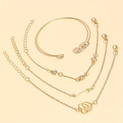 4 Pcs Boho Style Bangle Bracelets Set, Dainty Hand Jewelry Decor