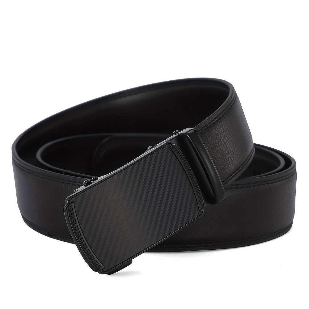 Men's Automatic Buckle Leather Belt Casual Retro Ratchet Belt
