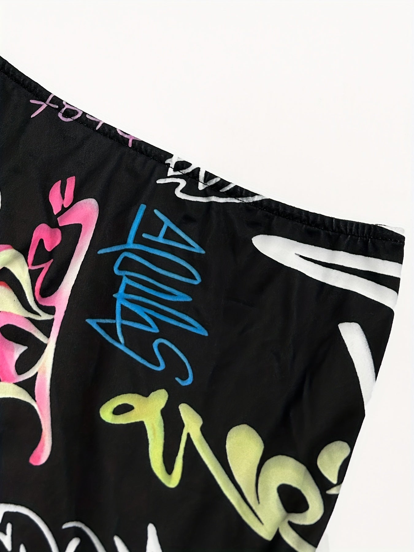  Graffiti Print One Shoulder Midi Dress