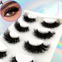 4 Pairs Fluffy False Eyelashes Curling Cat Eye Sexy Messy Lashes