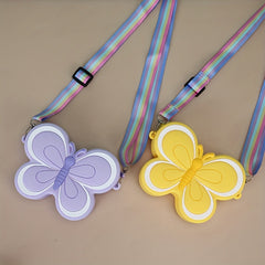 Butterfly Silicone Coin Purse Zipper Crossbody Bag Messenger Bag