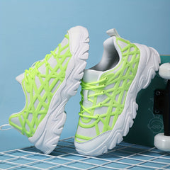 Women's Mesh Chunky Sneakers Lace Up Low Top Sport Shoes