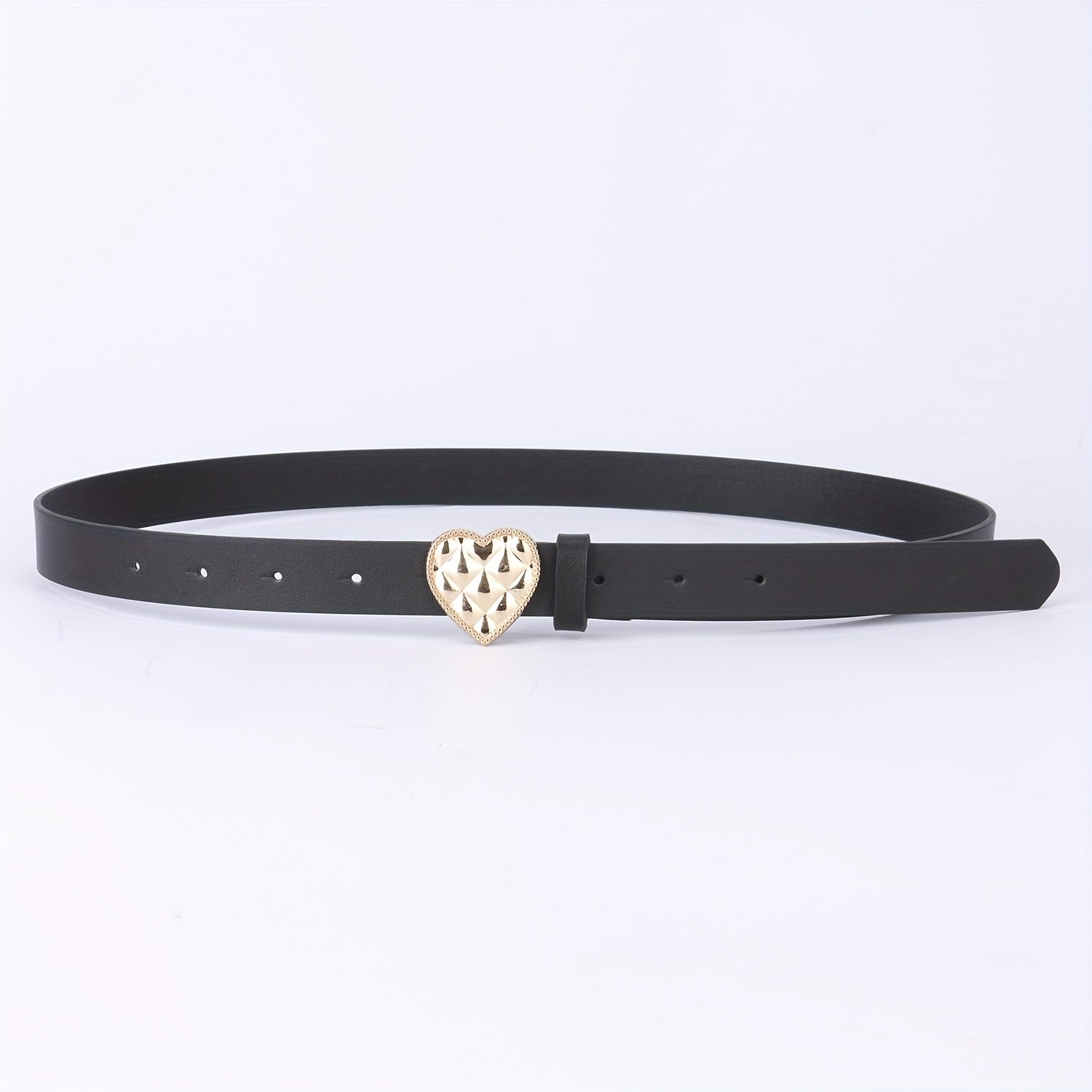 Heart-Shaped Golden Buckle Belt PU Leather Casual Jeans Belts