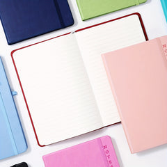 A5 Ruled Notebook w/ Pen Holder 80 Sheets Multiple Colors