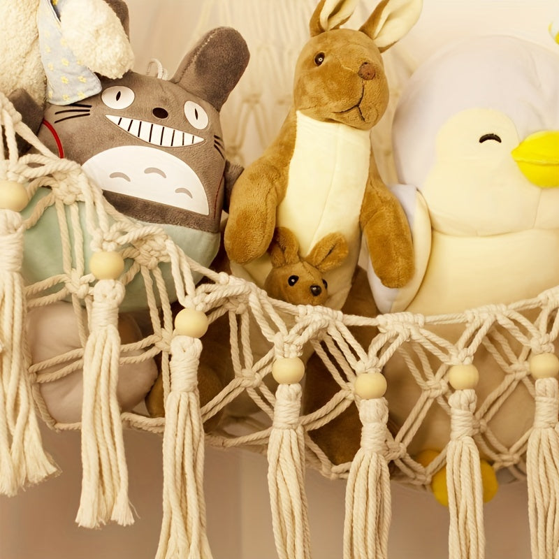 Boho Stuffed Animal Hanging Hammock Organizer