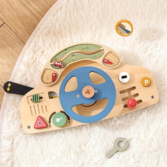 Wooden Steering Wheel Toy for Kids - Educational Pretend Play Game