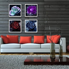 4 Pack 30x30cm Diamond Painting Kit 5D Rose Flower Art DIY