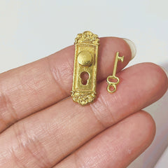 2pcs Dollhouse Retro Door Handle Mini Door Lock