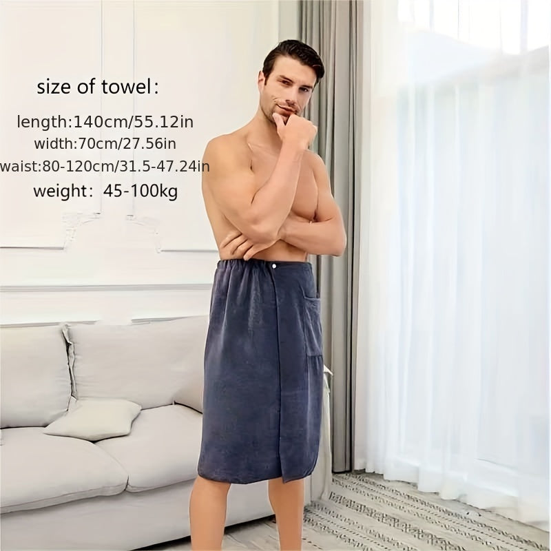 Men's Wearable Bath Towel Microfiber Elastic Band Soft Absorbent Shower Skirt