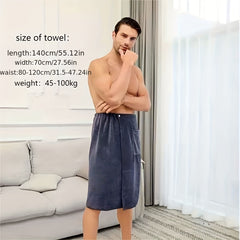 Men's Wearable Bath Towel Microfiber Elastic Band Soft Absorbent Shower Skirt