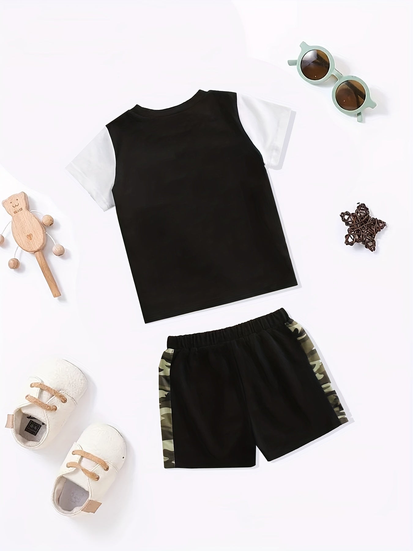 Boy's Camo Print T shirt & Shorts Set Short Sleeve Top Casual Outfit