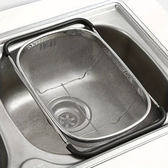 Adjustable Stainless Steel Sink Colander Fruit Vegetable Washing Basket