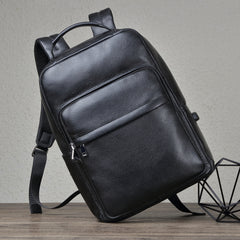 Casual Leather Backpack Large Capacity Outdoor Backpack With USB Charging