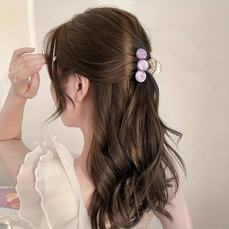 2pcs Sweet Purple Hair Claw Nonslip Shark Claw Style Hair Claw For Women Girls