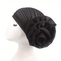 Silvery Glitter Flower Turban Cap Ramadan Headwrap Head Scarf Hijab Hats