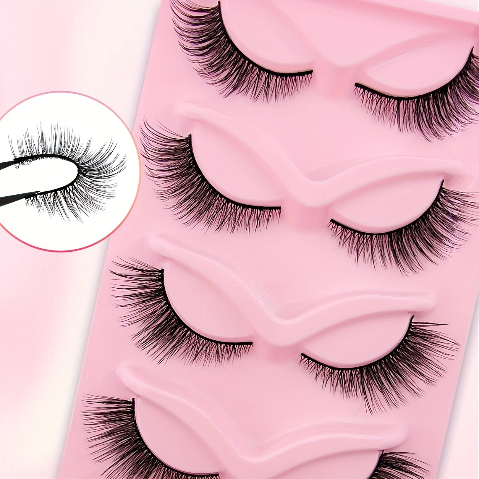 5 Pairs Cat Eye Eye Lengthening Natural Fluffy Mink False Eyelashes