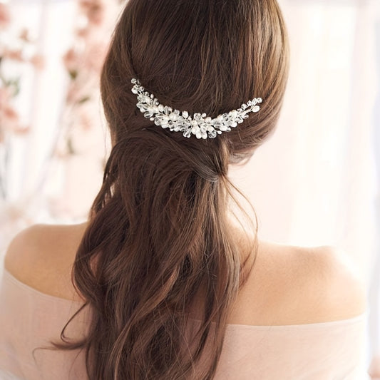 Pearl Inlaid Crystal Hair Comb for Women