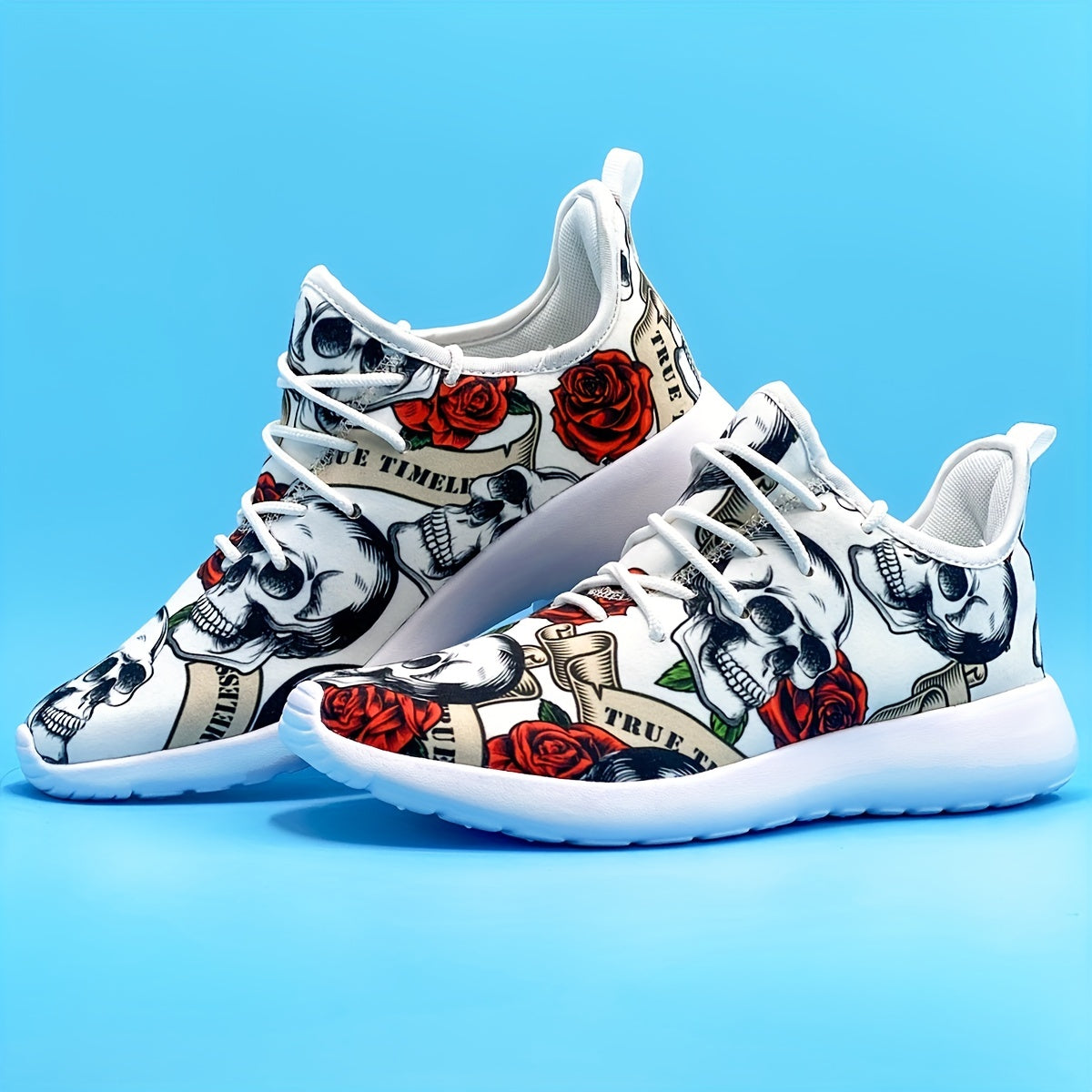Men's Skull Print Lightweight Running Shoes Soft Sole Non slip Sneakers