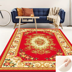 Red Floral Pattern Area Rug Non Slip Floor Mat Coffee Table Rectangle Carpet