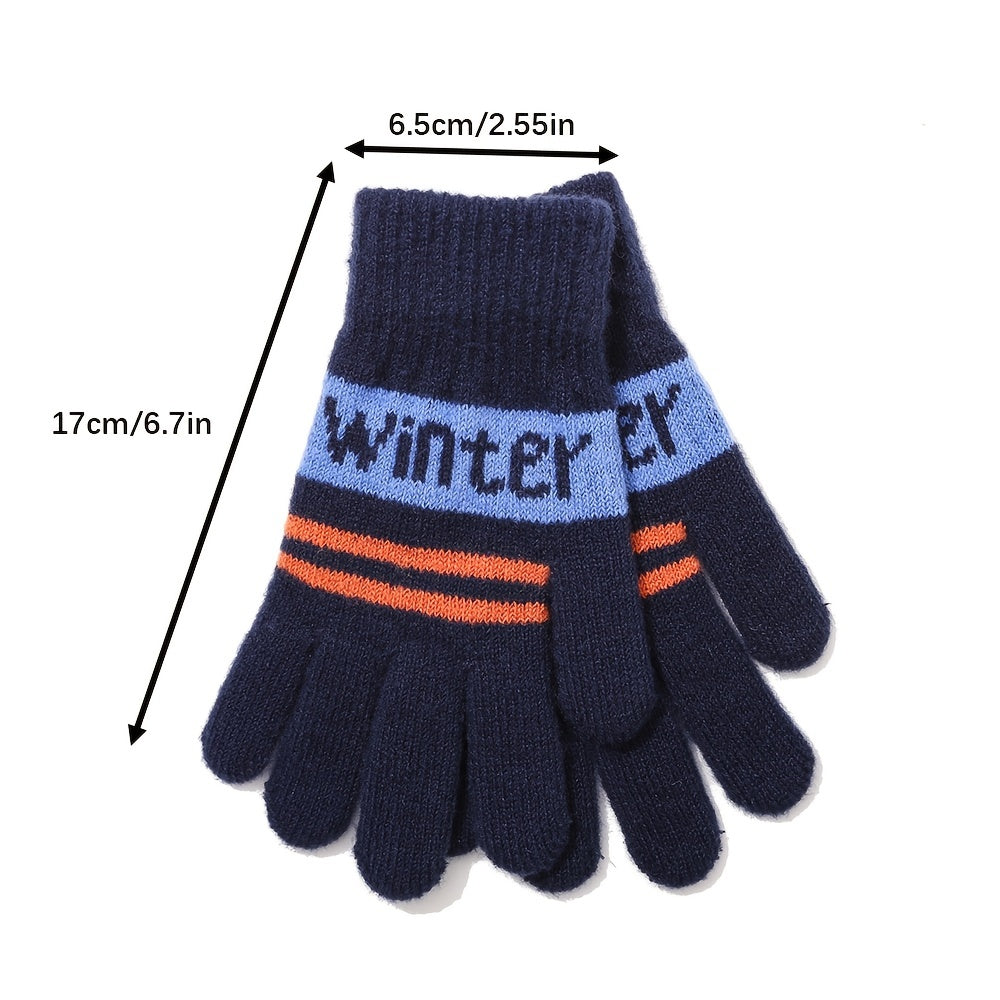 Winter Letter Style Cold-proof Girl's Finger Gloves