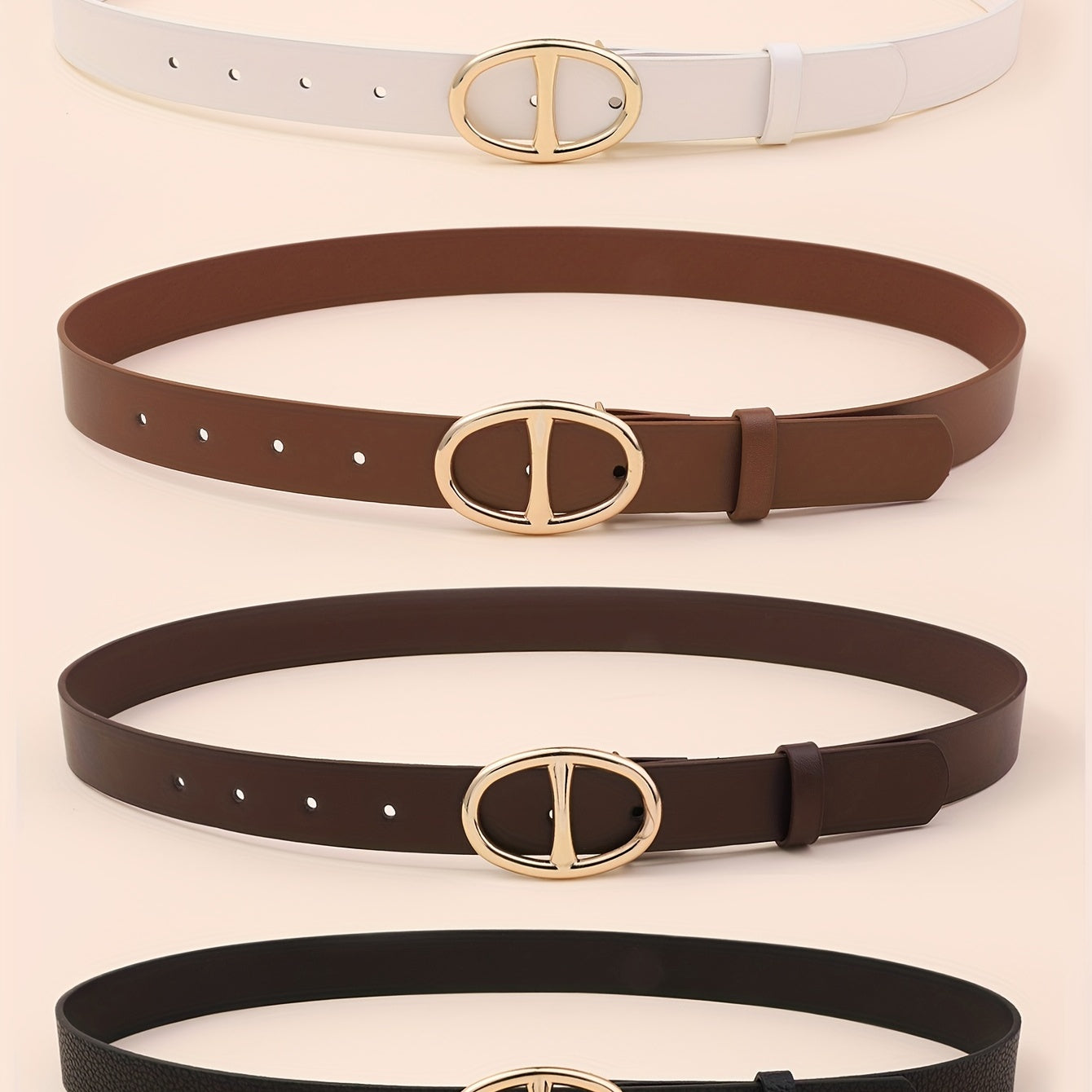 4pcs Double D Buckle Belt Casual Jeans Pants Belt for Women