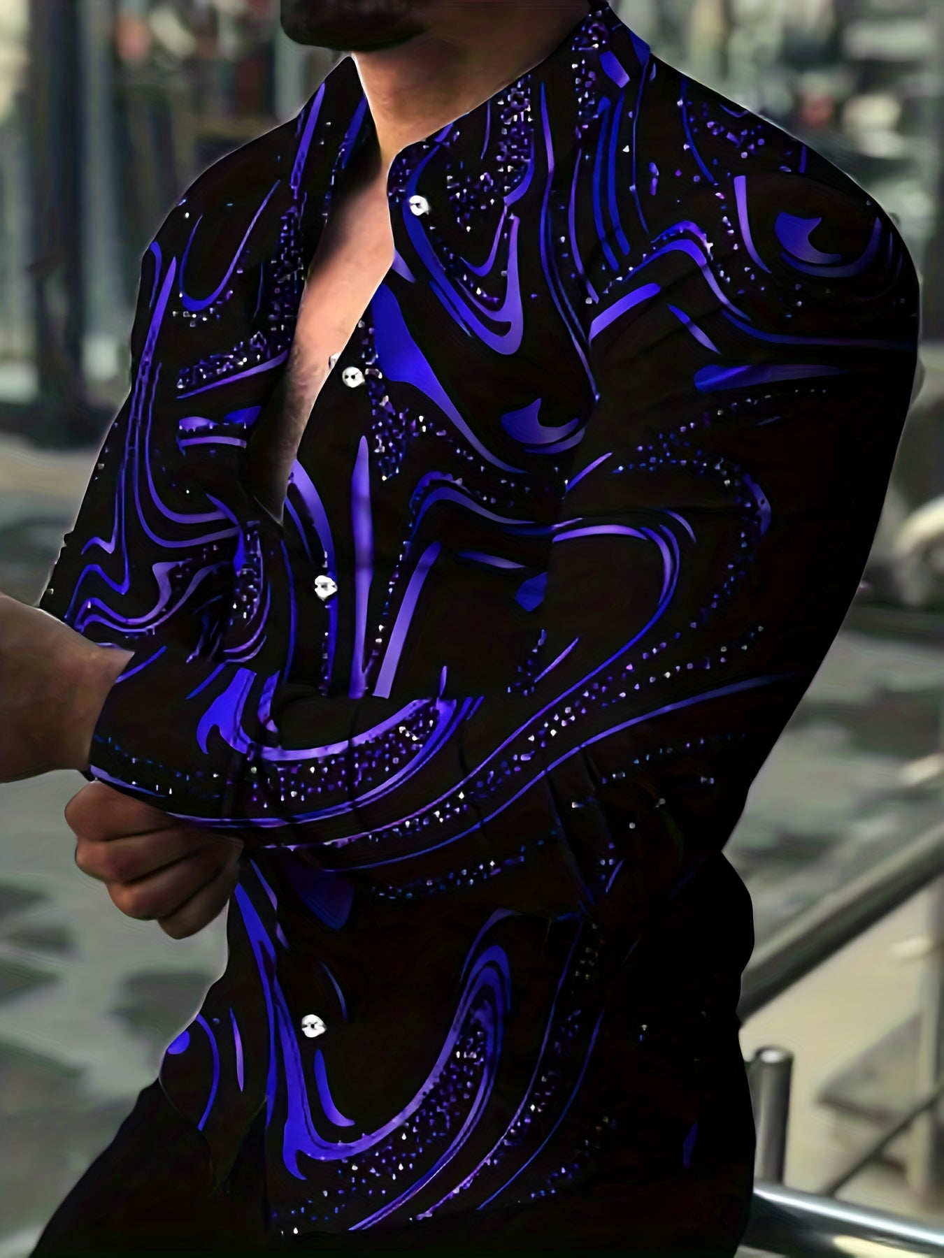 Abstract Print Button Up Shirt