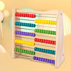 Colorful Wooden Abacus with 10 Bead Rows Math Education Play Educational Toy