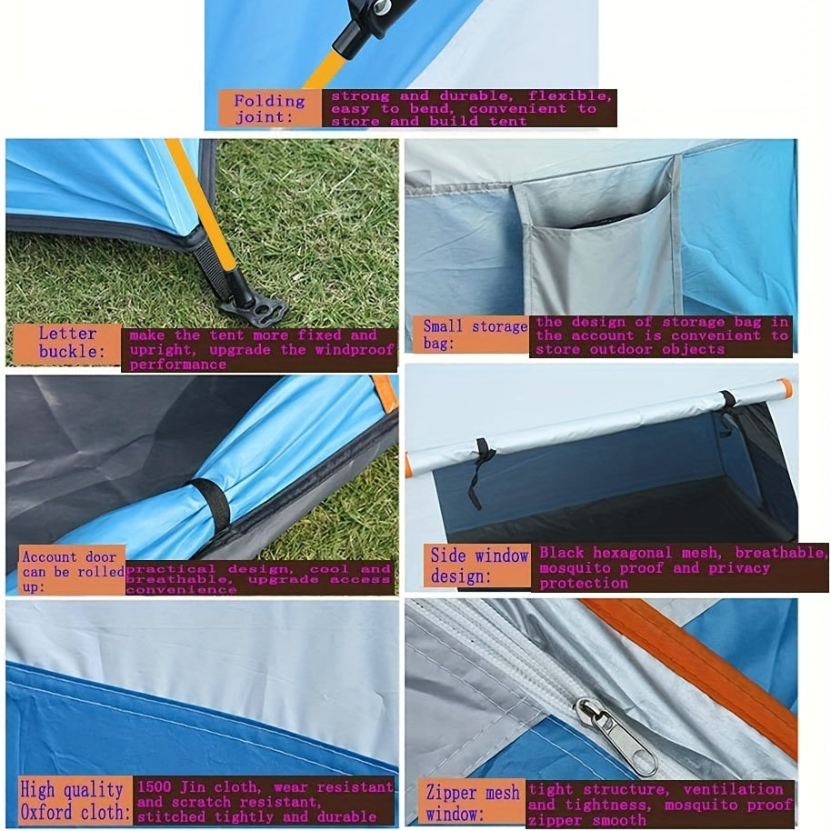 3 Person Lightweight Camping Tent Waterproof Windproof Double Layer
