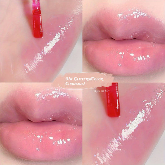 6 Colors Lip Plumping Lip Gloss Dewy Finish & Shimmer