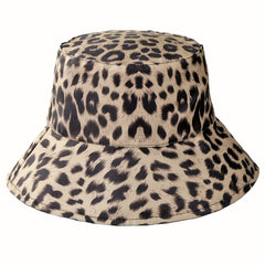 Leopard Print Reversible Bucket Hat Lightweight Sunscreen Fisherman Cap