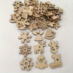 50pcs Christmas Holiday Decorations Wood Chip, Natural Retro Creative Cartoon