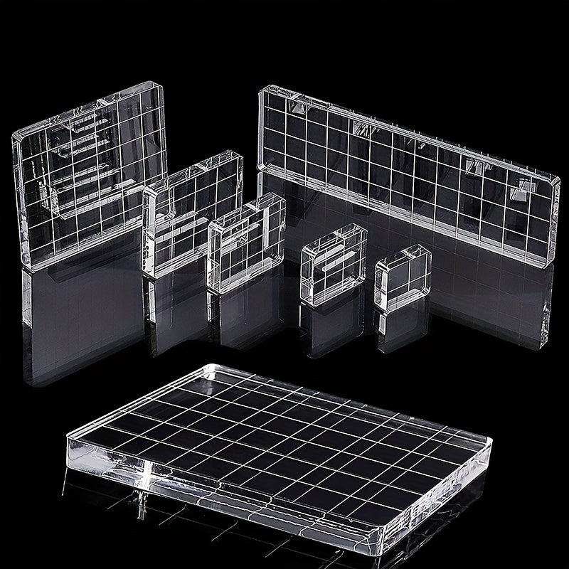 Acrylic Seal Block w/ Grid Lines Stamping Tool for Scrapbook Crafts