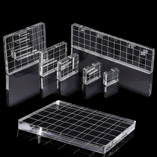 Acrylic Seal Block w/ Grid Lines Stamping Tool for Scrapbook Crafts