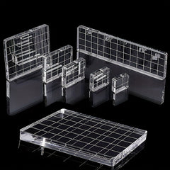 Acrylic Seal Block w/ Grid Lines Stamping Tool for Scrapbook Crafts
