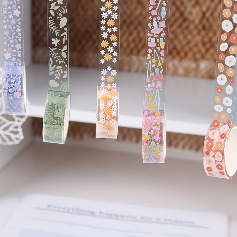 Flower Language Series PET Stickers Tape for Diaries & Notebooks