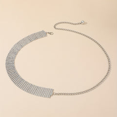 Rhinestone Inlaid Waist Chain Hollow Metal Belt Dress Girdle