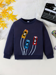 Sports Car Pattern Kid's Thermal Sweatshirt Long Sleeve Top