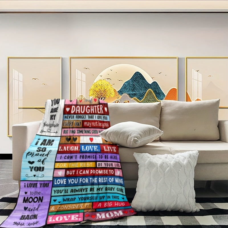 To My Daughter Print Blanket Soft Throw Blanket For Sofa, Bed And Travelling