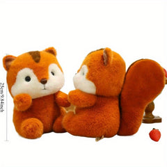 Squirrel Plush Toy Doll Soft Orange Stuffed Animal for Kids' Birthdays