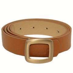 Vintage Square Buckle Belt Casual Solid PU Belt For Women Men
