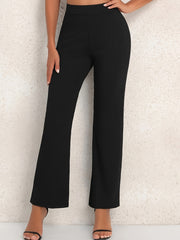 Women's Plus Solid High Waist Ribbed Knit Trousers