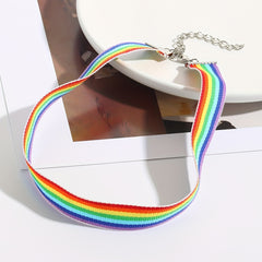 LGBT Rainbow Pendant Necklace for Women Chocker Pride Month Gift