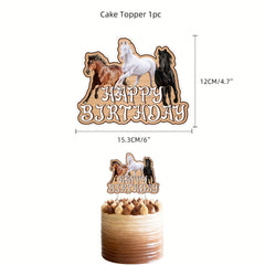 Horse Birthday Party Decoration Set with Balloons, Centerpieces & Tablecloth