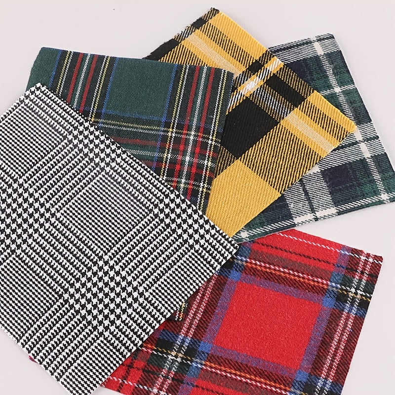 5pcs Plaid Striped Square DIY Patch Sewing Patchwork Decorative Accessories