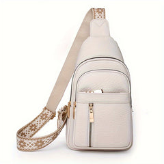 Women's Textured Retro Style Chest Bag with Wide Strap