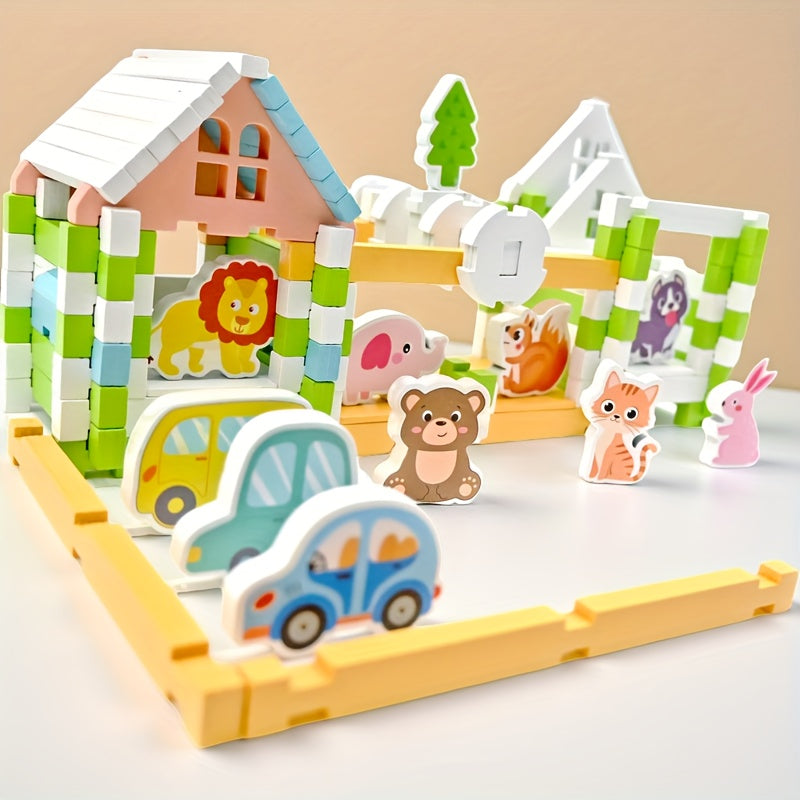 120pc Wooden Building Blocks, Educational Toy for Kids