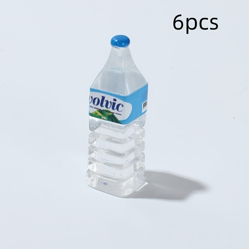 6pcs Plastic Water Bottles 1:12 Scale Dollhouse & Kitchen Decor