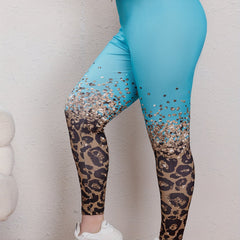 Women's Plus Leopard Print High Waisted Skinny Leggings